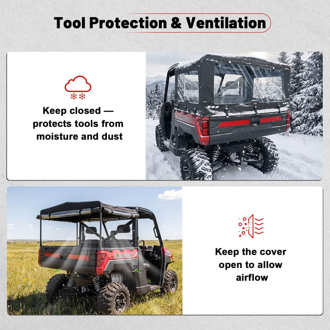 Polaris ranger xp 1000 soft cargo  bed cover rack protection &amp; ventilation