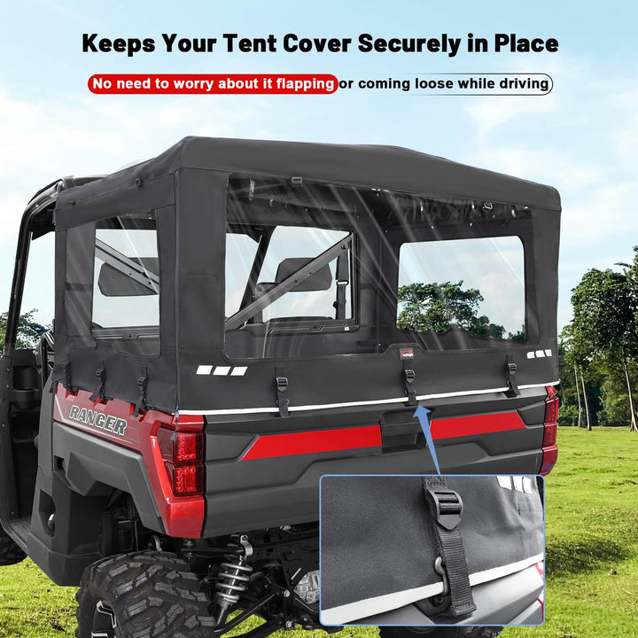 Polaris ranger 1000 soft cargo camper bed cover rack securely in place