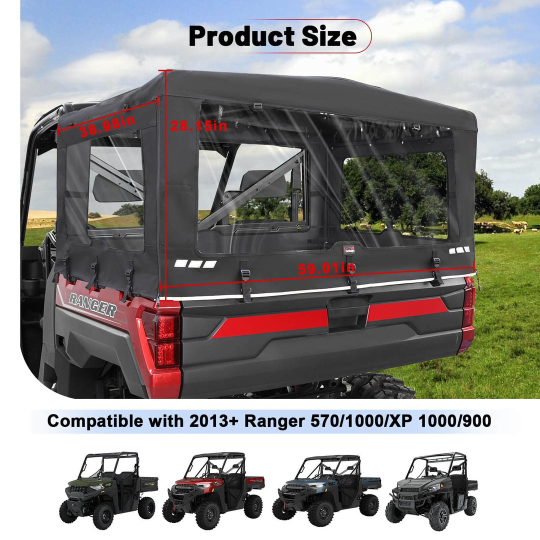 Polaris ranger 1000 soft cargo camper bed cover rack size