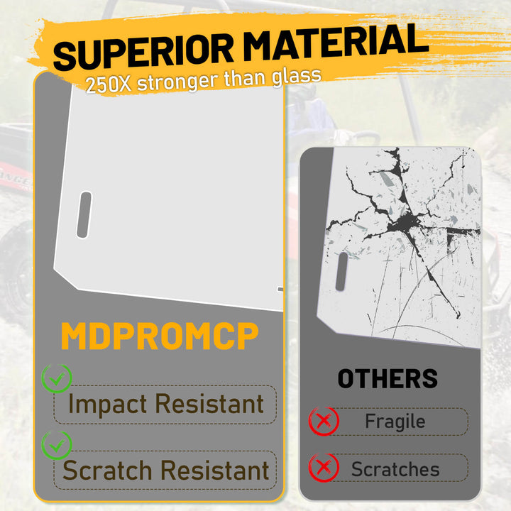 ranger midsize 400 windshield made of scratch resistant material