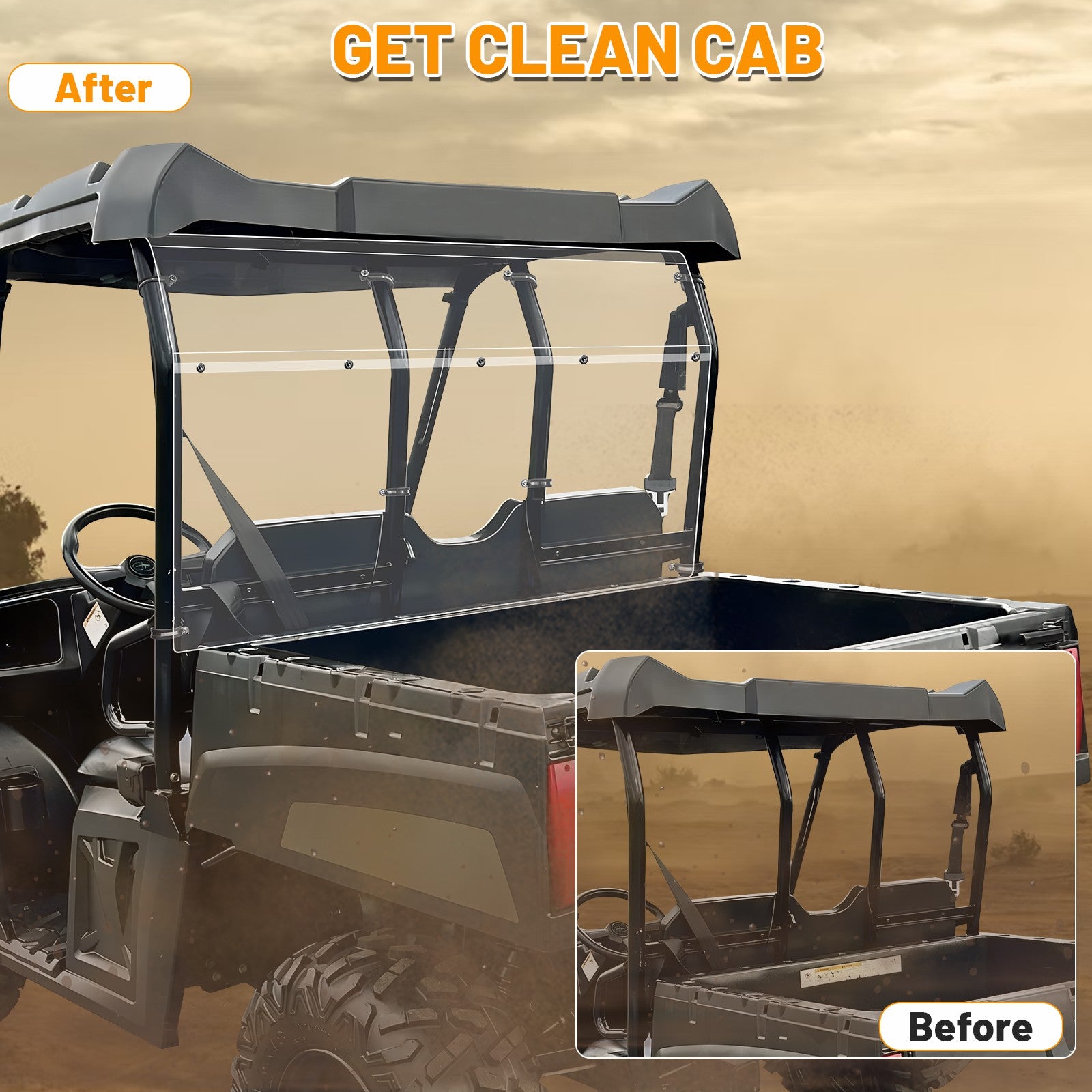 before and after install the polaris ranger midsize 500 rear windshield