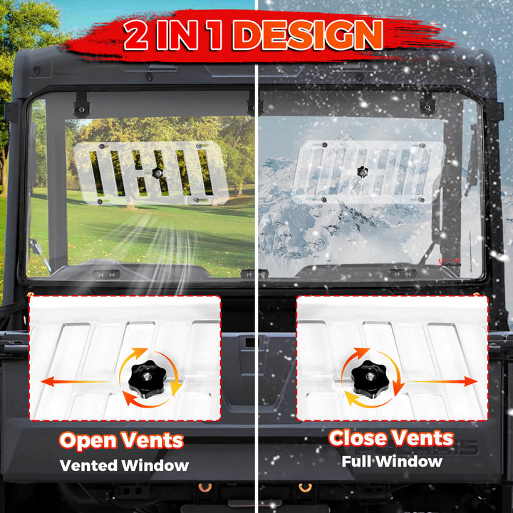 2 in 1 design of midsize 500/570 rear windhsield