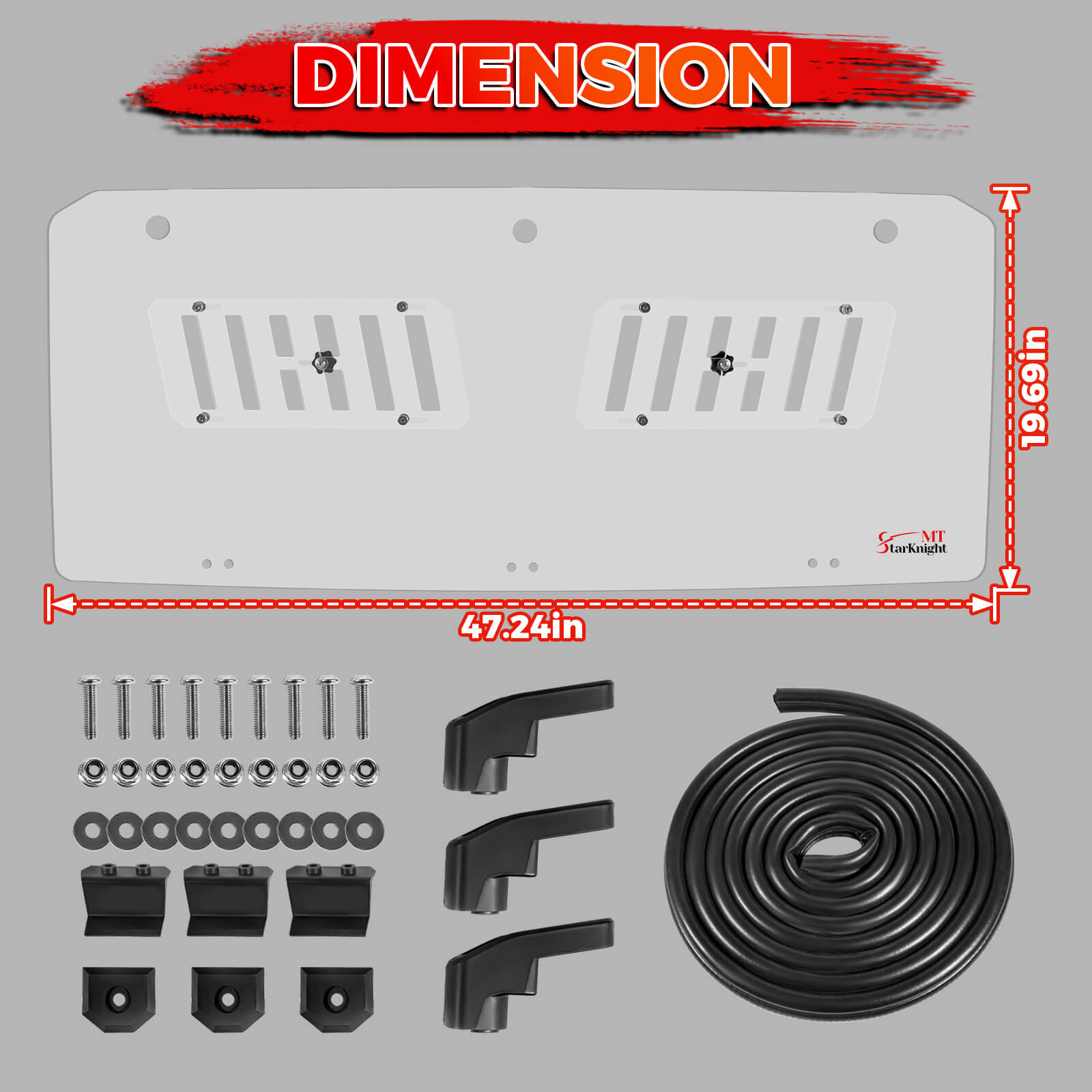 polaris ranger midsize vented rear windshield dimension 