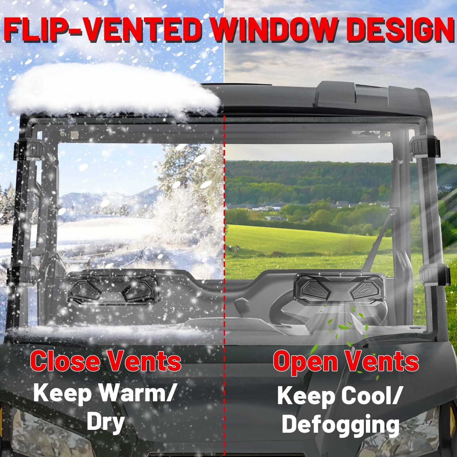Polaris ranger midsize windshiedl filp vented window design