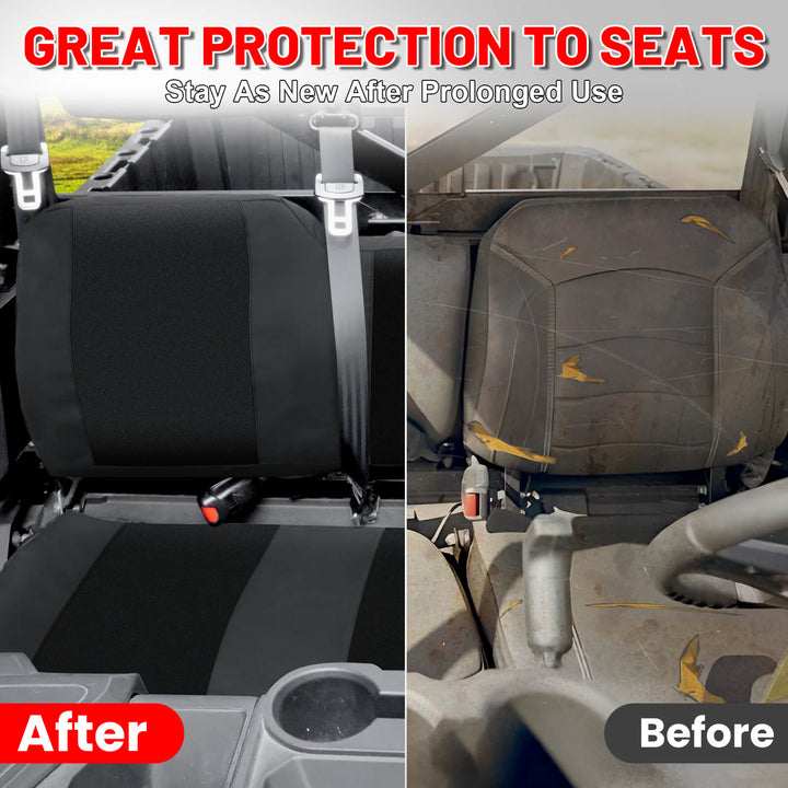 Before and after comparison of install Ranger XP 1000 seat cover