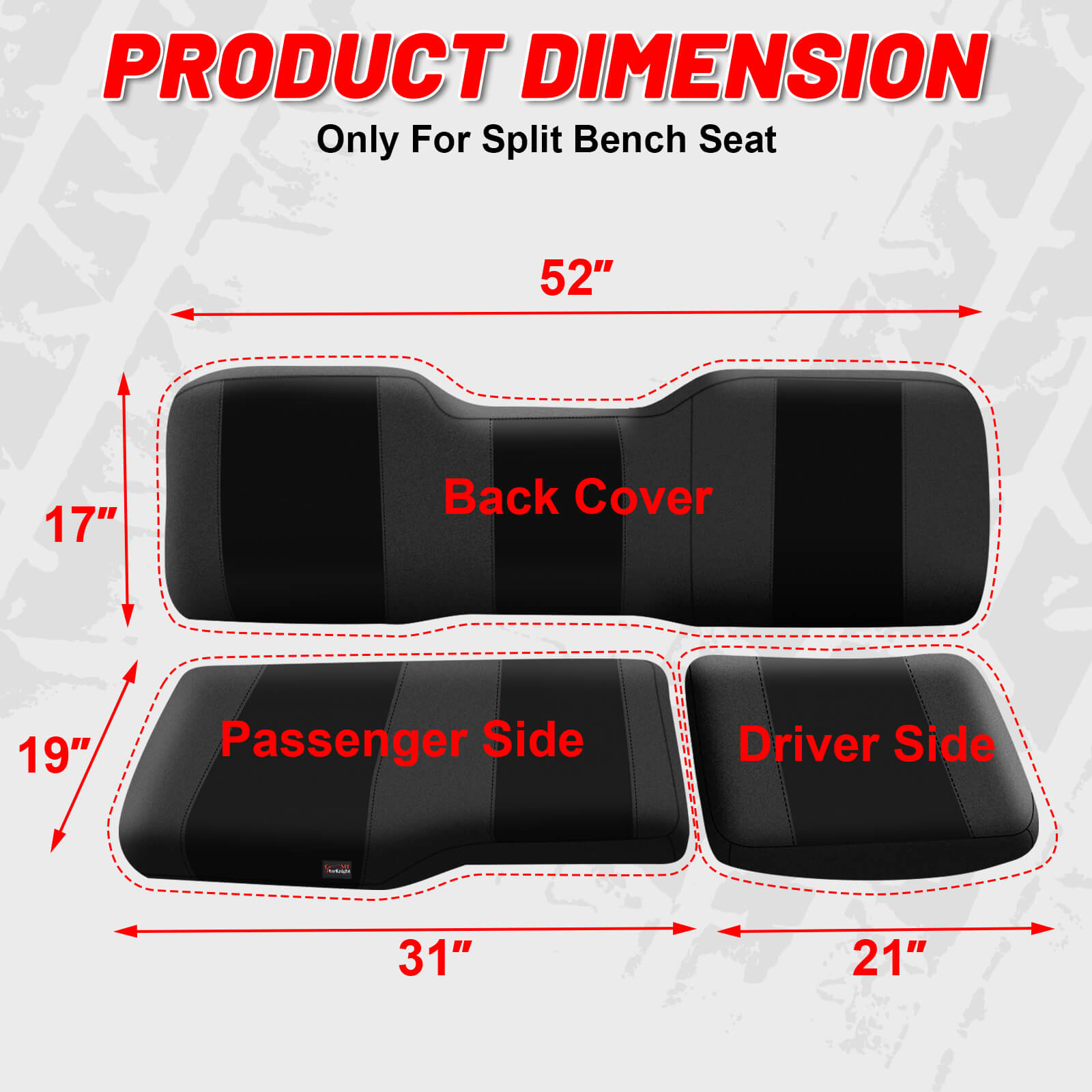 Polaris Ranger 1000 Black Seat Cover dimension