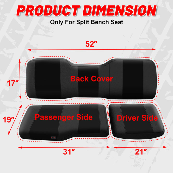 Polaris Ranger 1000 Black Seat Cover dimension