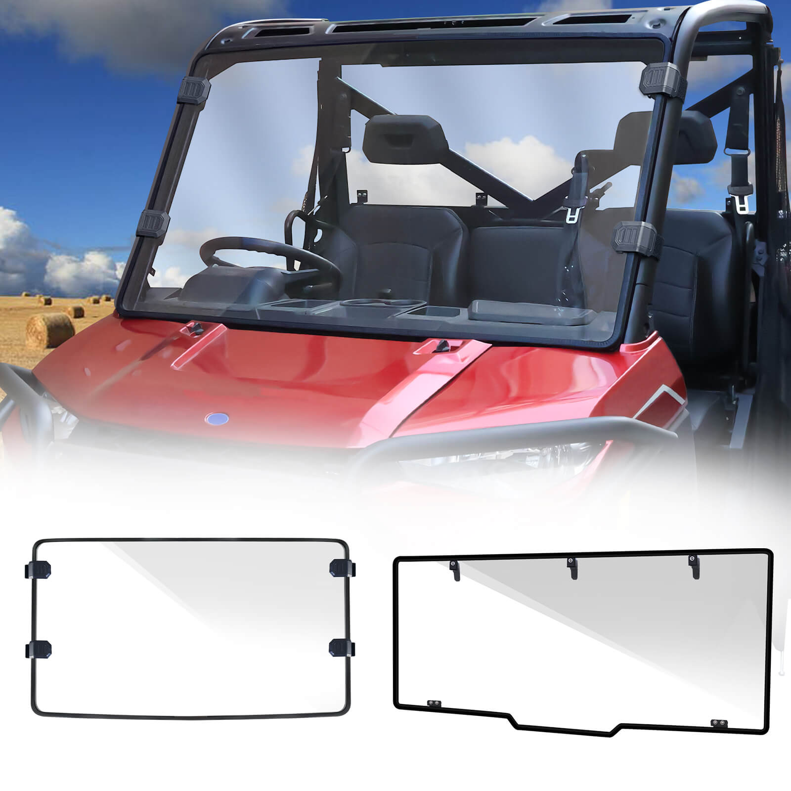Starknightmt ranger xp 1000 crew front and rear clear windshields