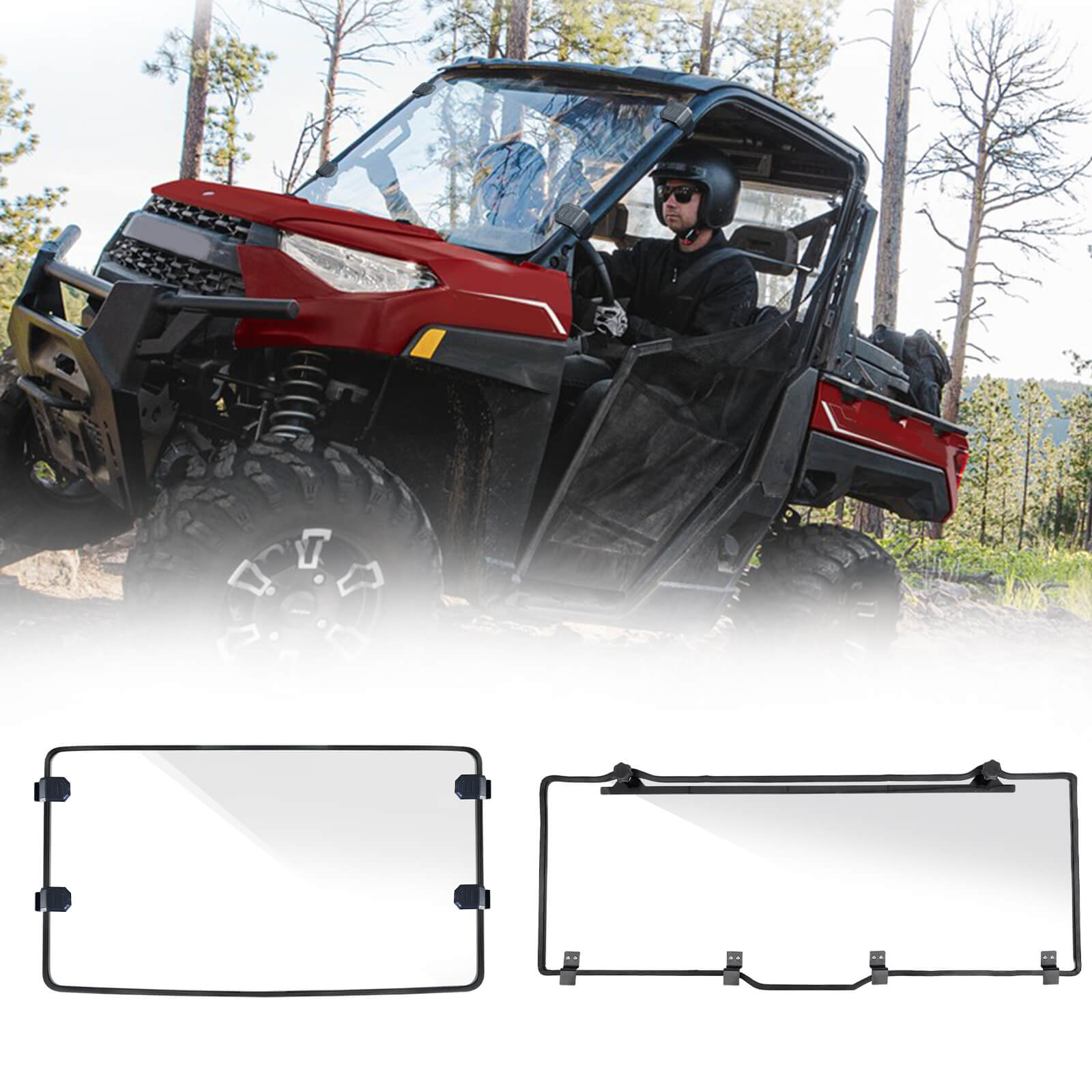 Starknightmt polaris ranger crew 1000 front and rear windshield