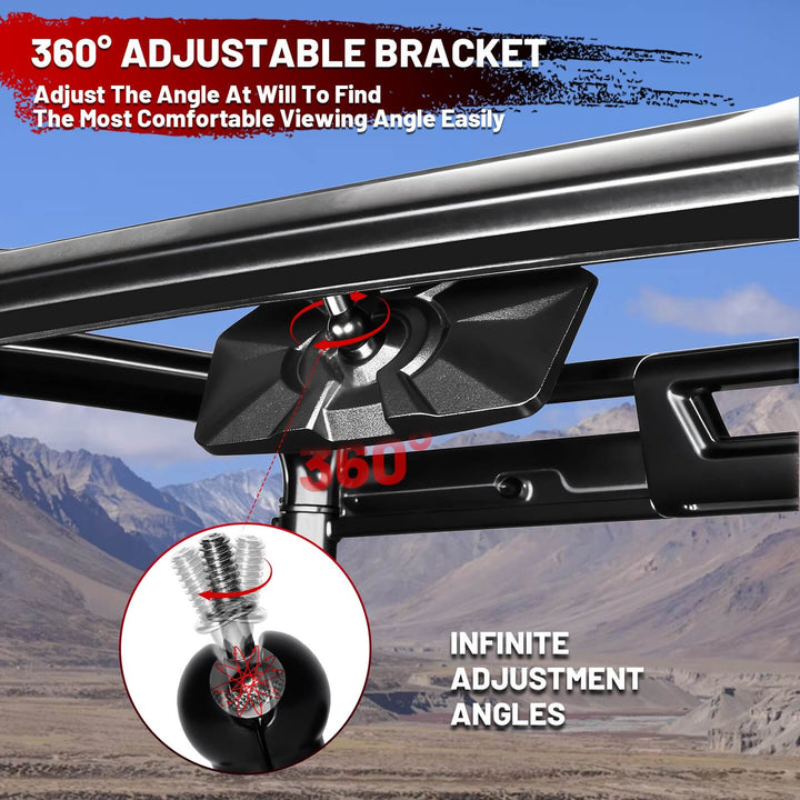 360° adjustable bracket of Polaris ranger 1000 center rear view mirror