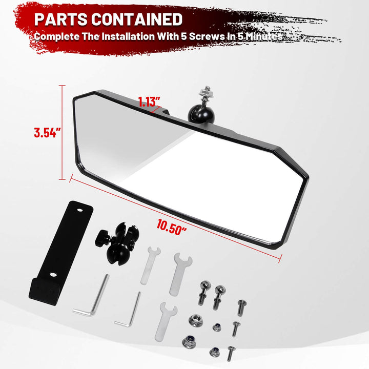 polaris ranger center rear view mirror dimension