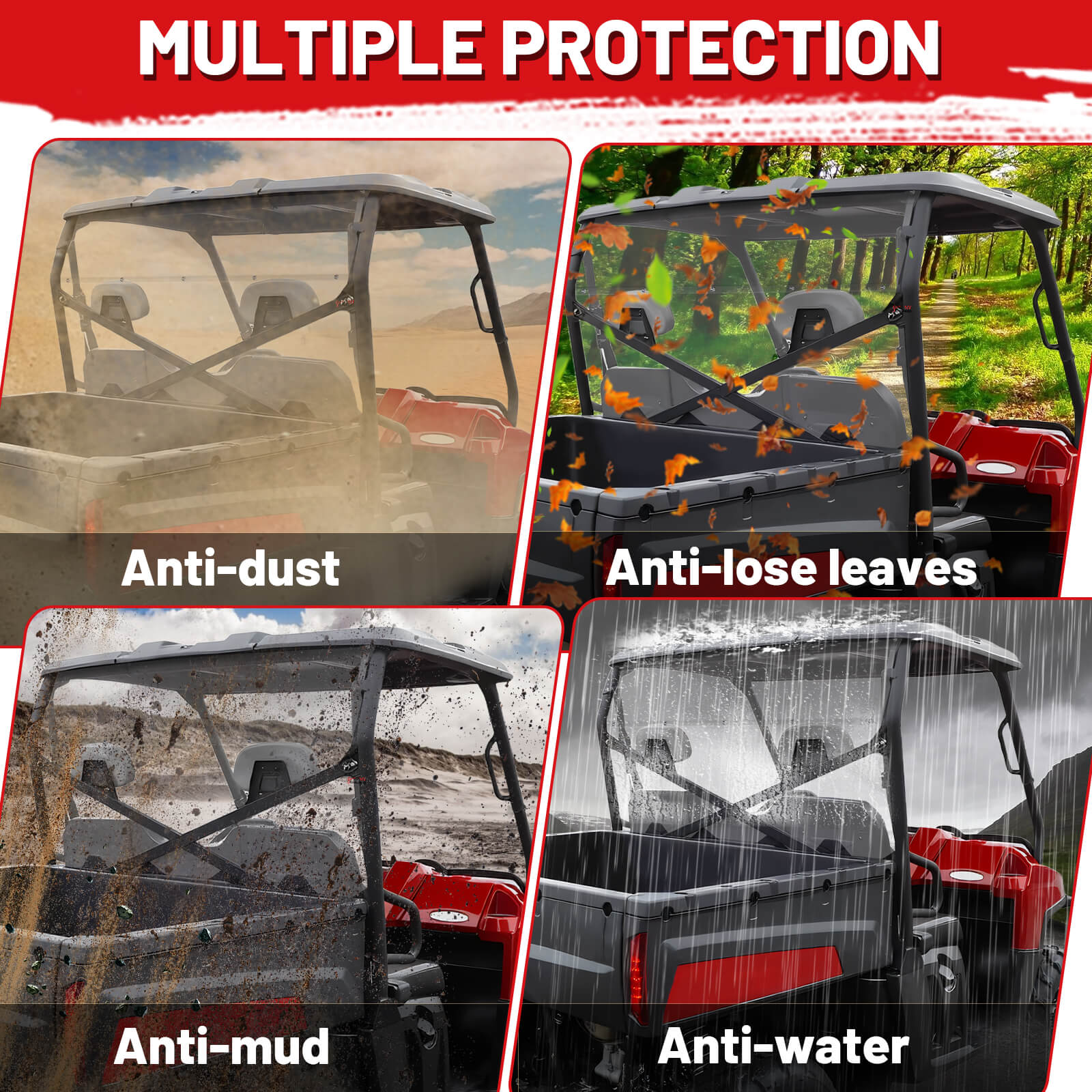multiple protection of ranger xp 800 rear windshield