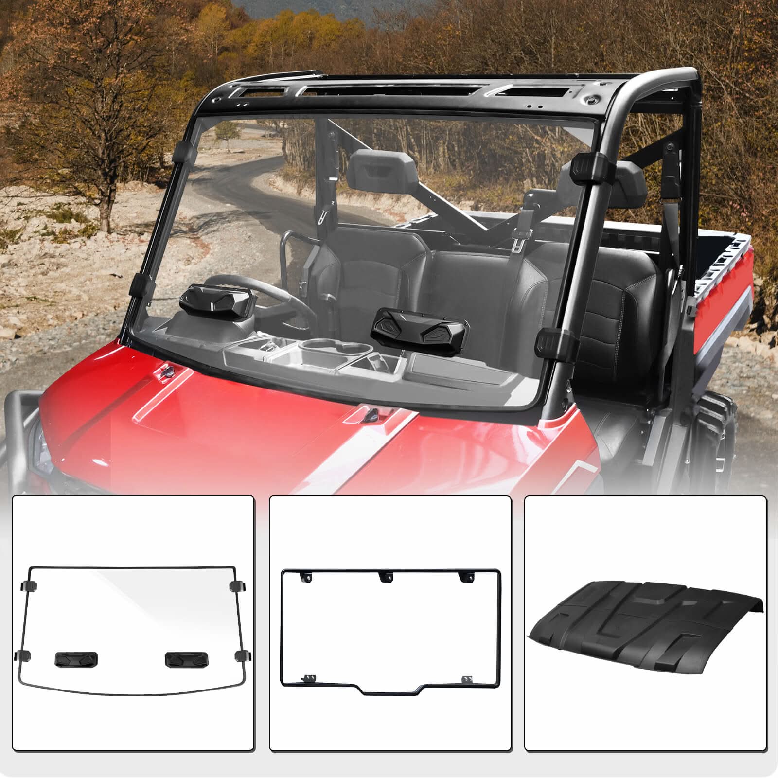StarknightMT ranger 1000 vent and rear windshields with roof
