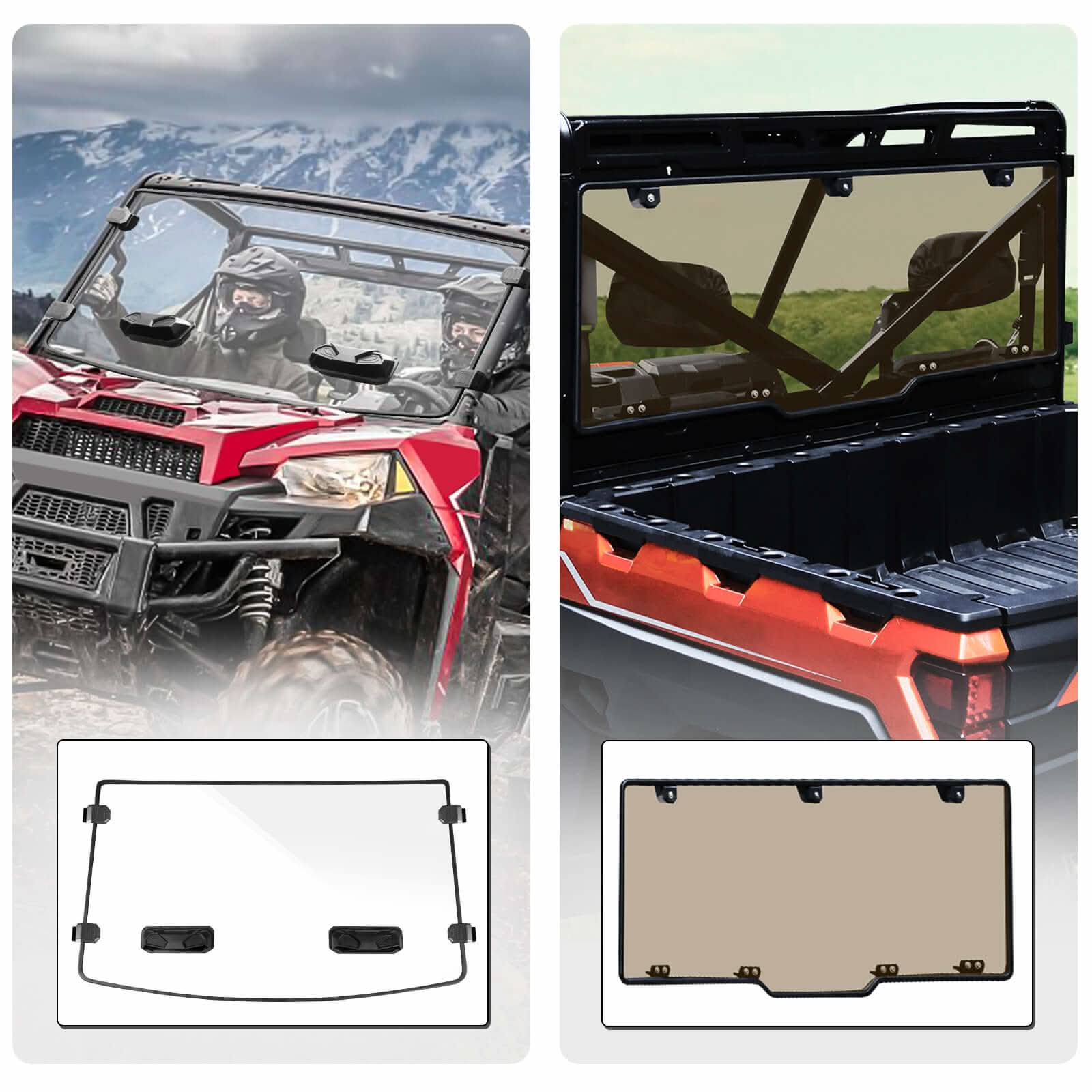 StarknightMT polaris ranger xp 1000 vented front and rear windshield kit