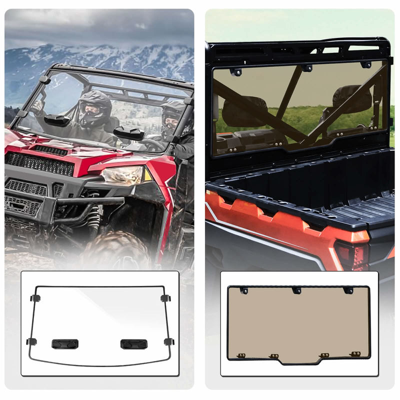 StarknightMT polaris ranger xp 1000 vented front and rear windshield kit