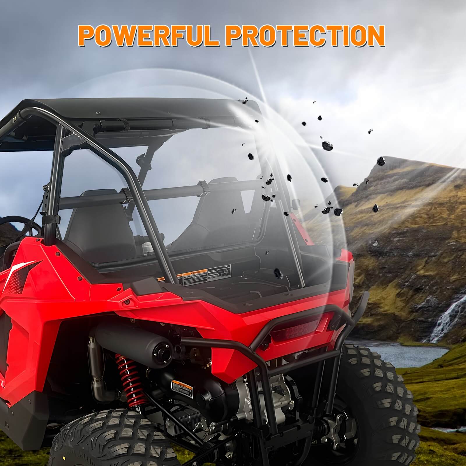 RZR 200 rear windshield give powerful protection