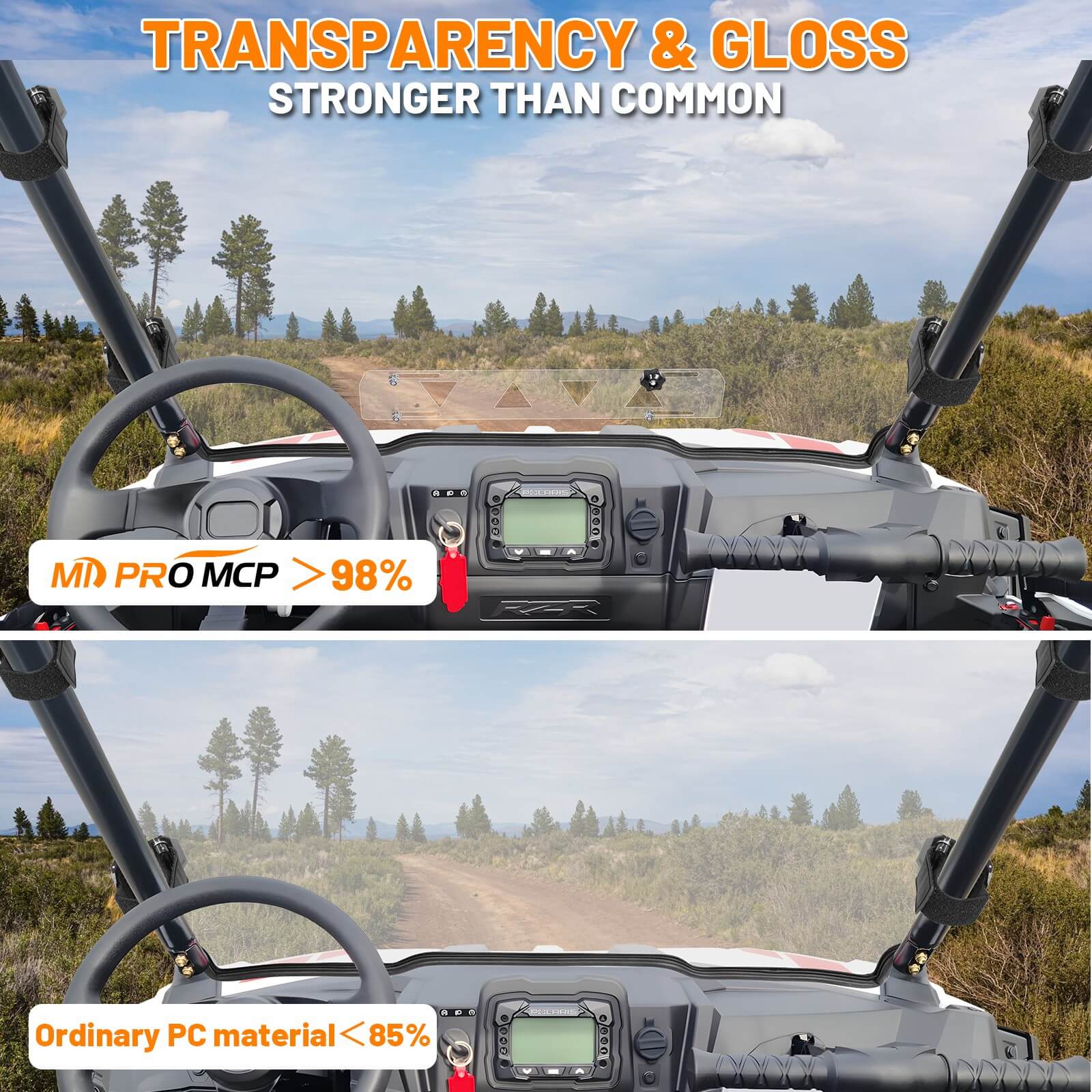 95% transparency of RZR 200 windshield