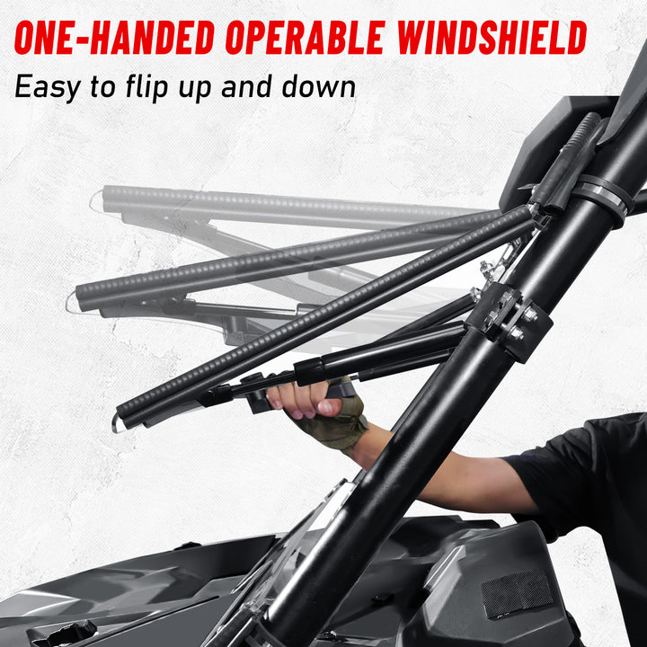 Easy to flip up and down the RZR xp 1000 flip windshield