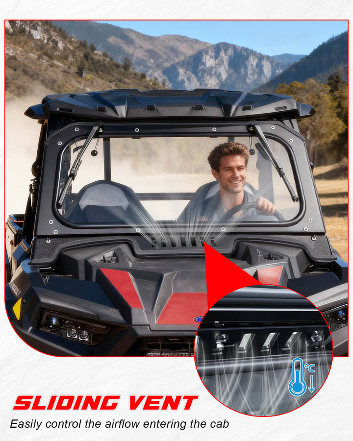 RZR xp turbo glass windshield with sliding vent 