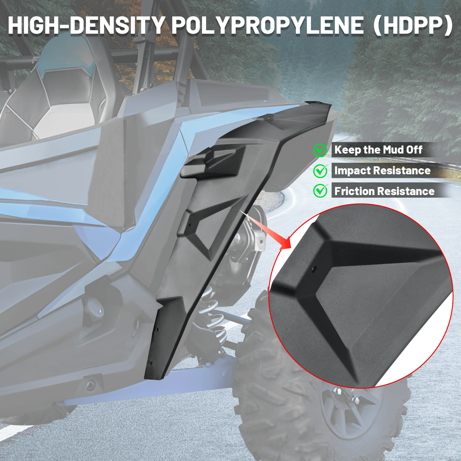 rzr xp 1000 rear fender flares use high-density PP