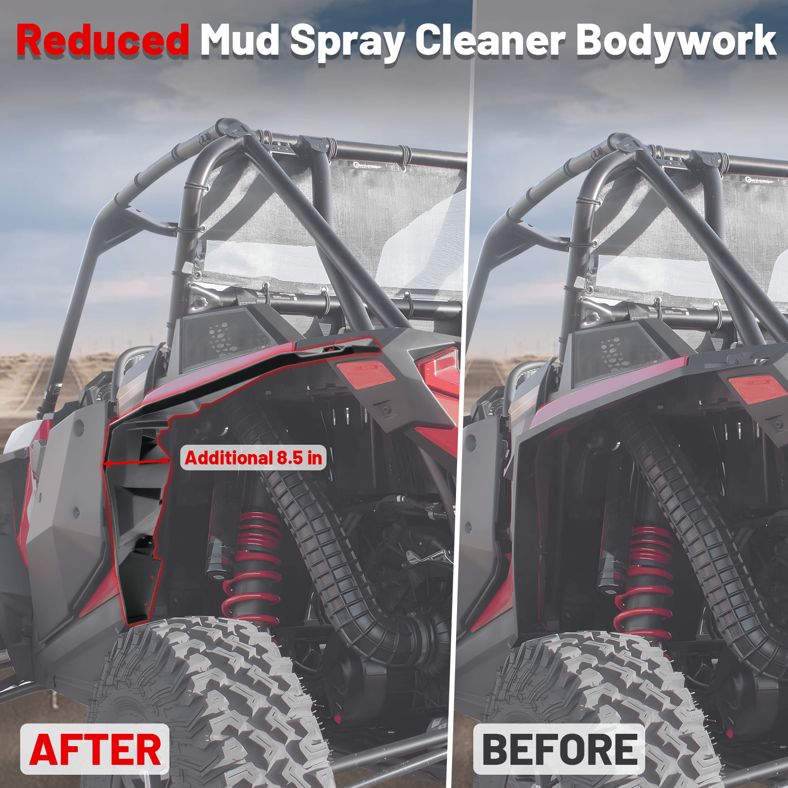 before and after install RZR rear fender flares