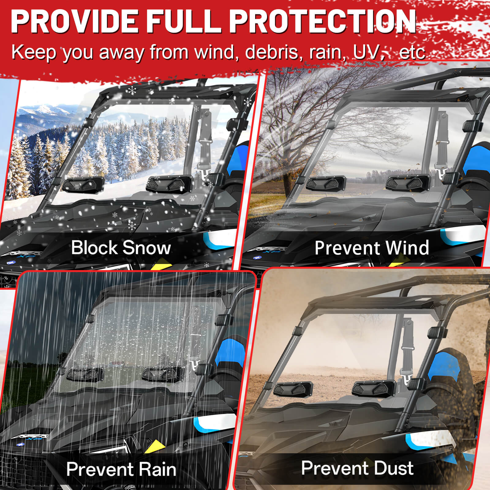 2014 RZR XP turbo vented windshield full protection