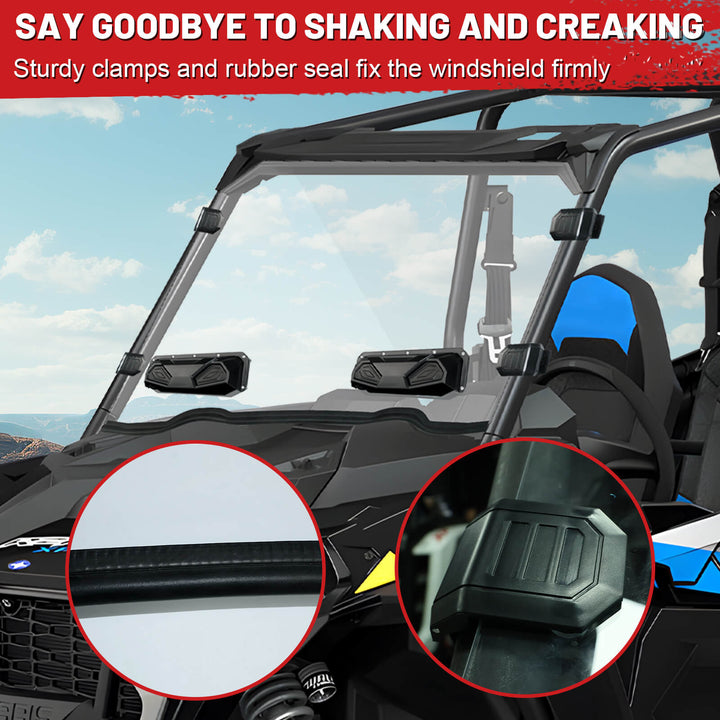 rzr xp 1000 vented windshield sturdy clamps and rubber seals