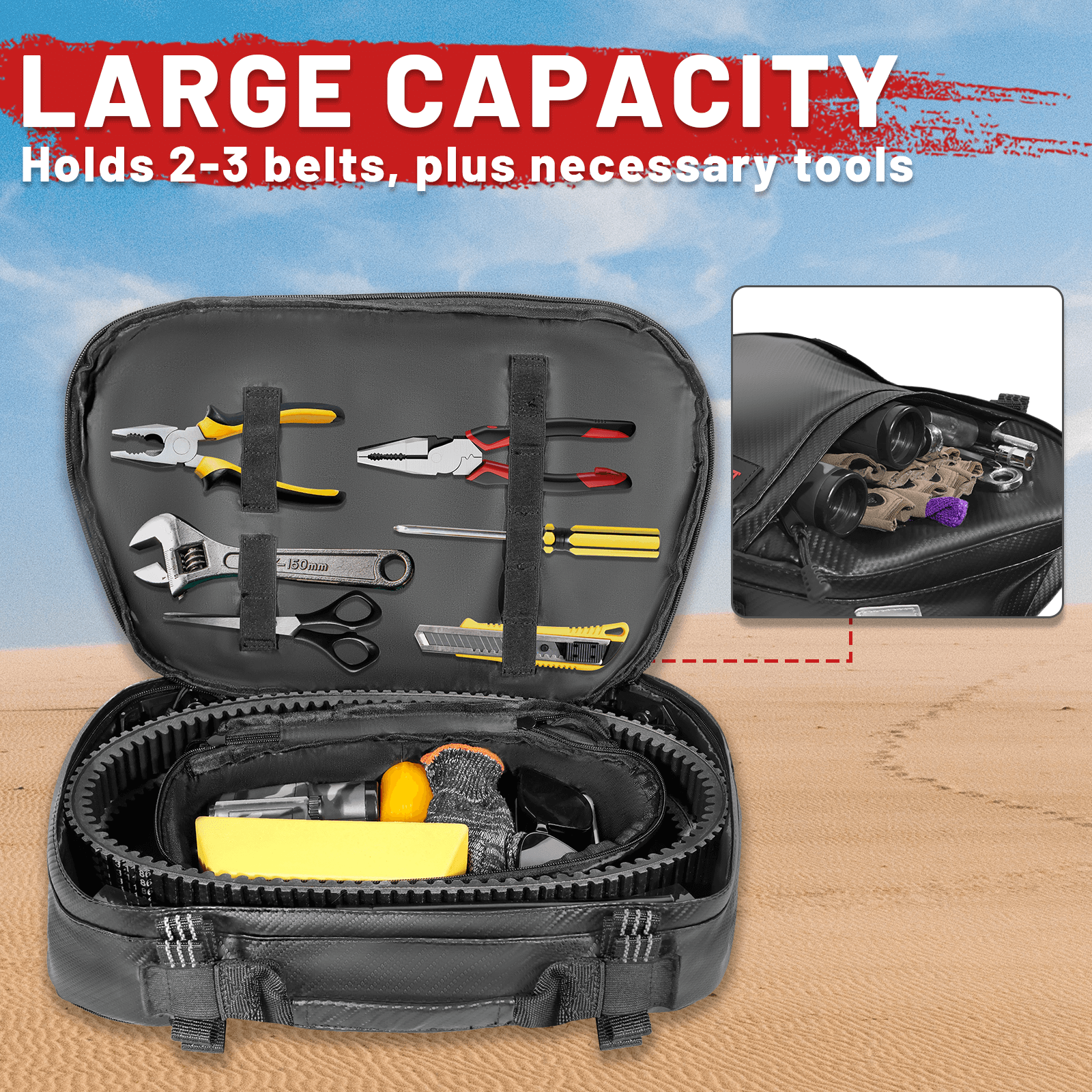 UTV drive belt bag have large capacity
