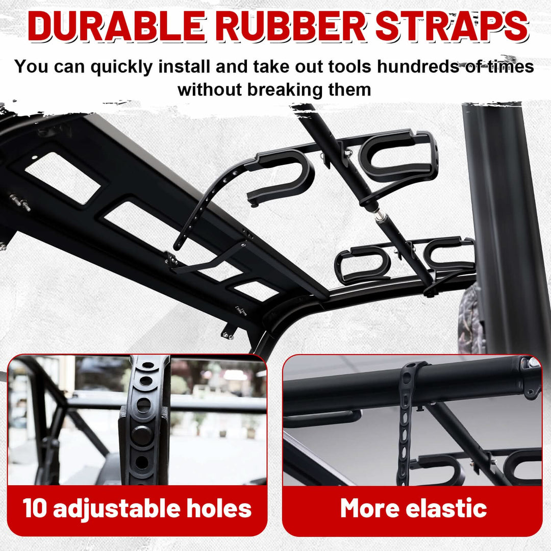 durable rubber straps of utv overhead gun rack