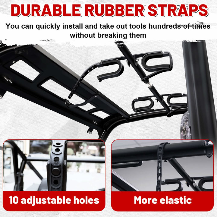 durable rubber straps of utv overhead gun rack