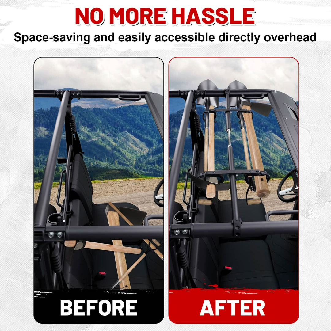 Before and after comparison of install utv gun rack