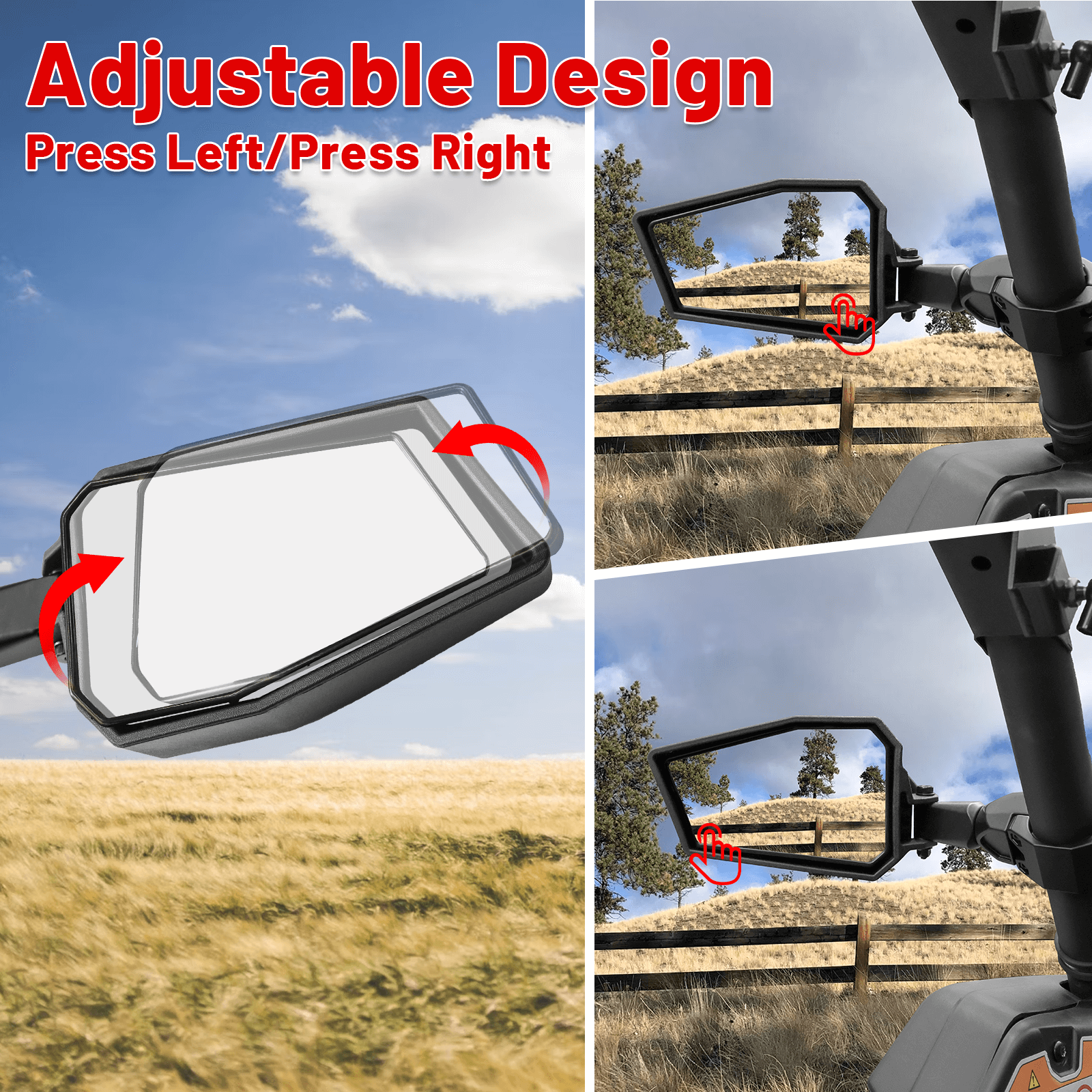 thumbnail image 2 of ATV Seeker Side View Mirrors For Polaris RZR 800 / 900 / 1000 / XP Turbo - 1.75 Bar Clamp, OUMURS 2 of 5