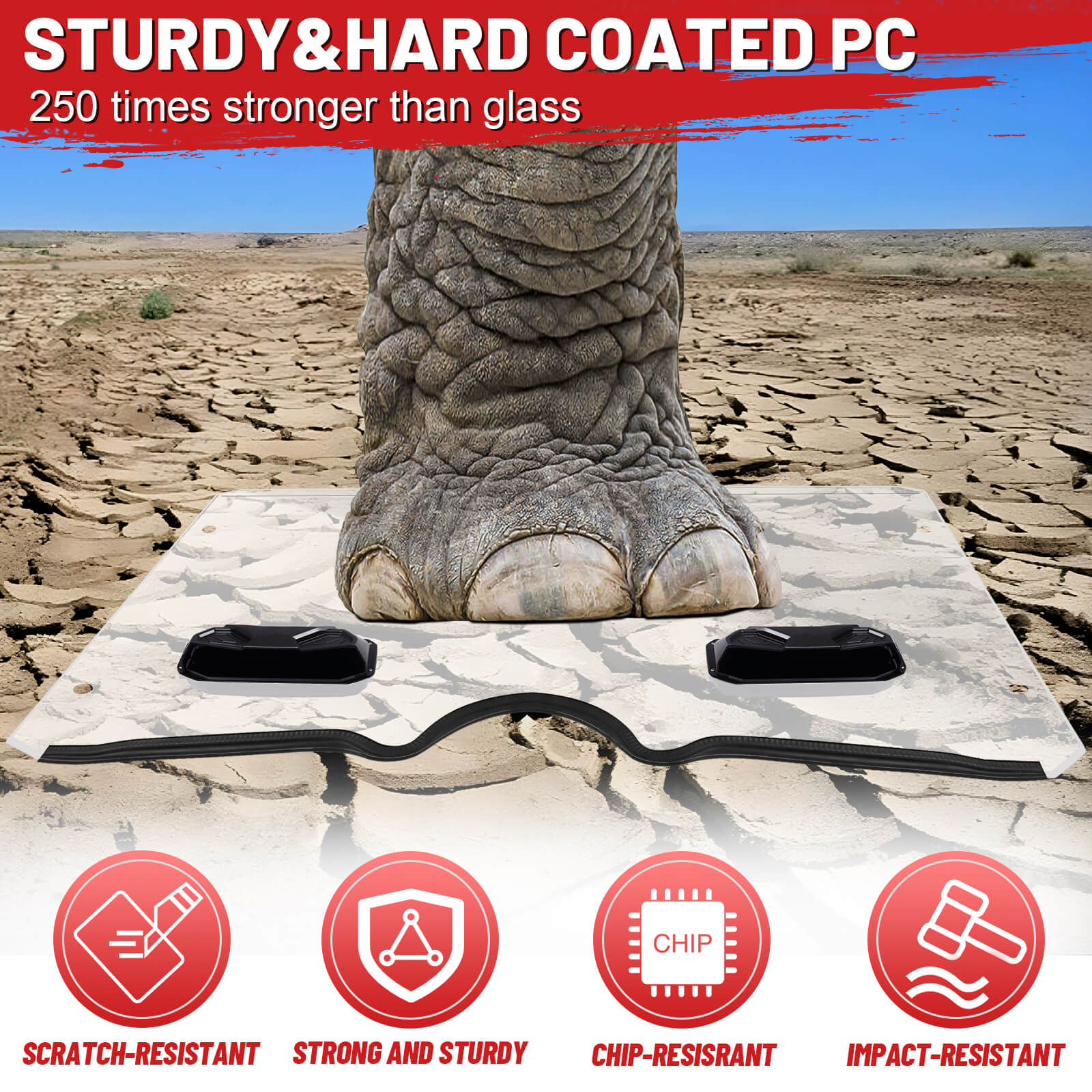 Yamaha rhino vent windshield made of sturdy PC material 