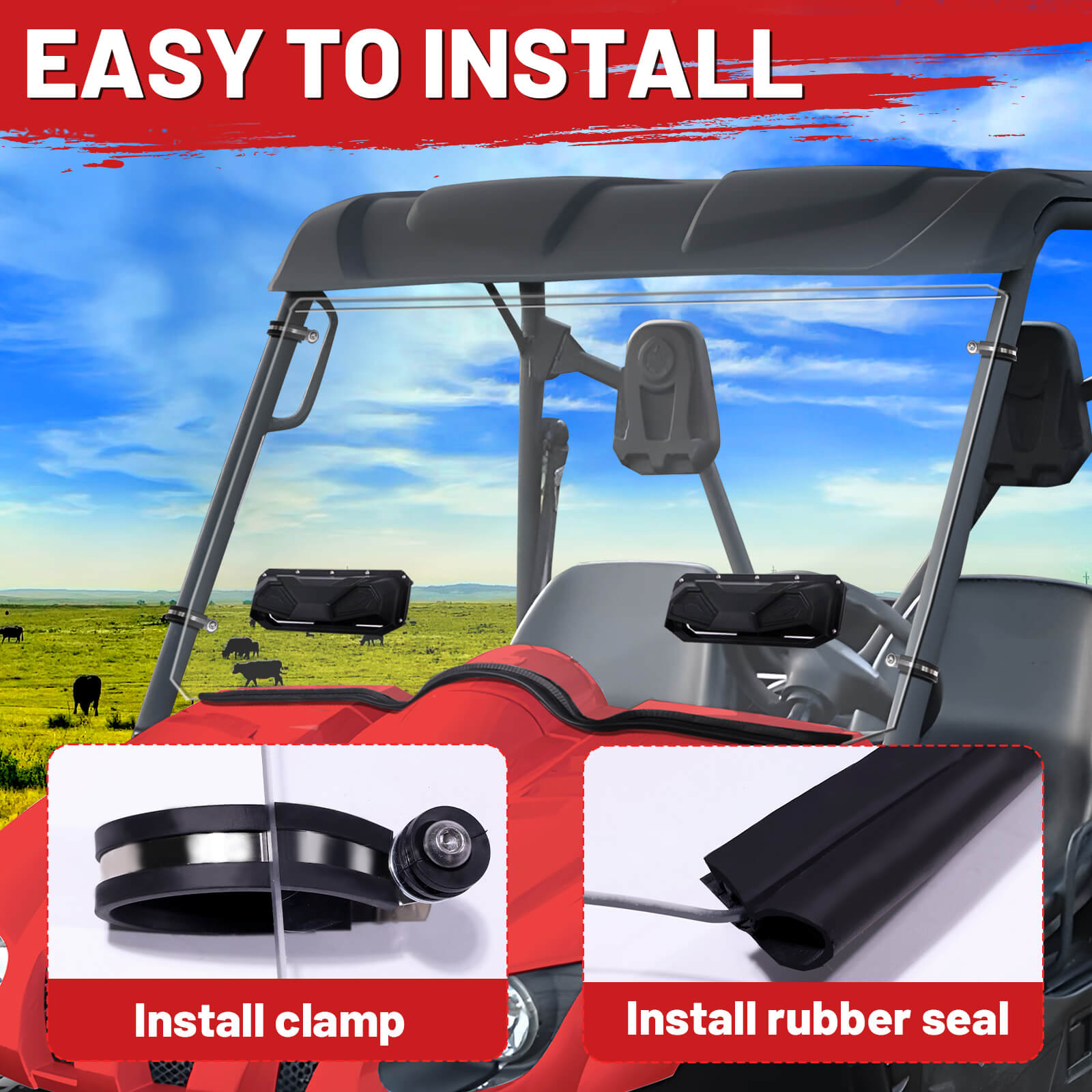 easy to install yamaha rhino 700 vent windshield