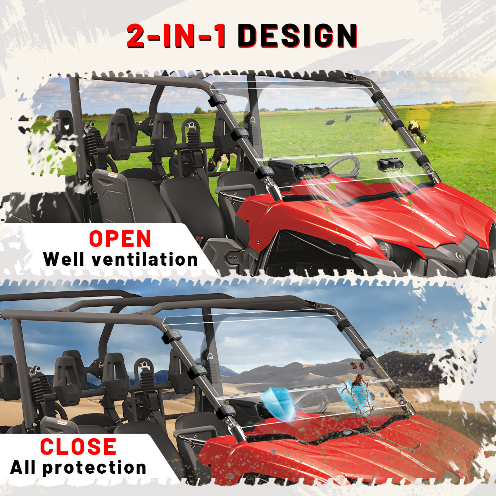 yamaha viking windshelds 2-in-1 design 