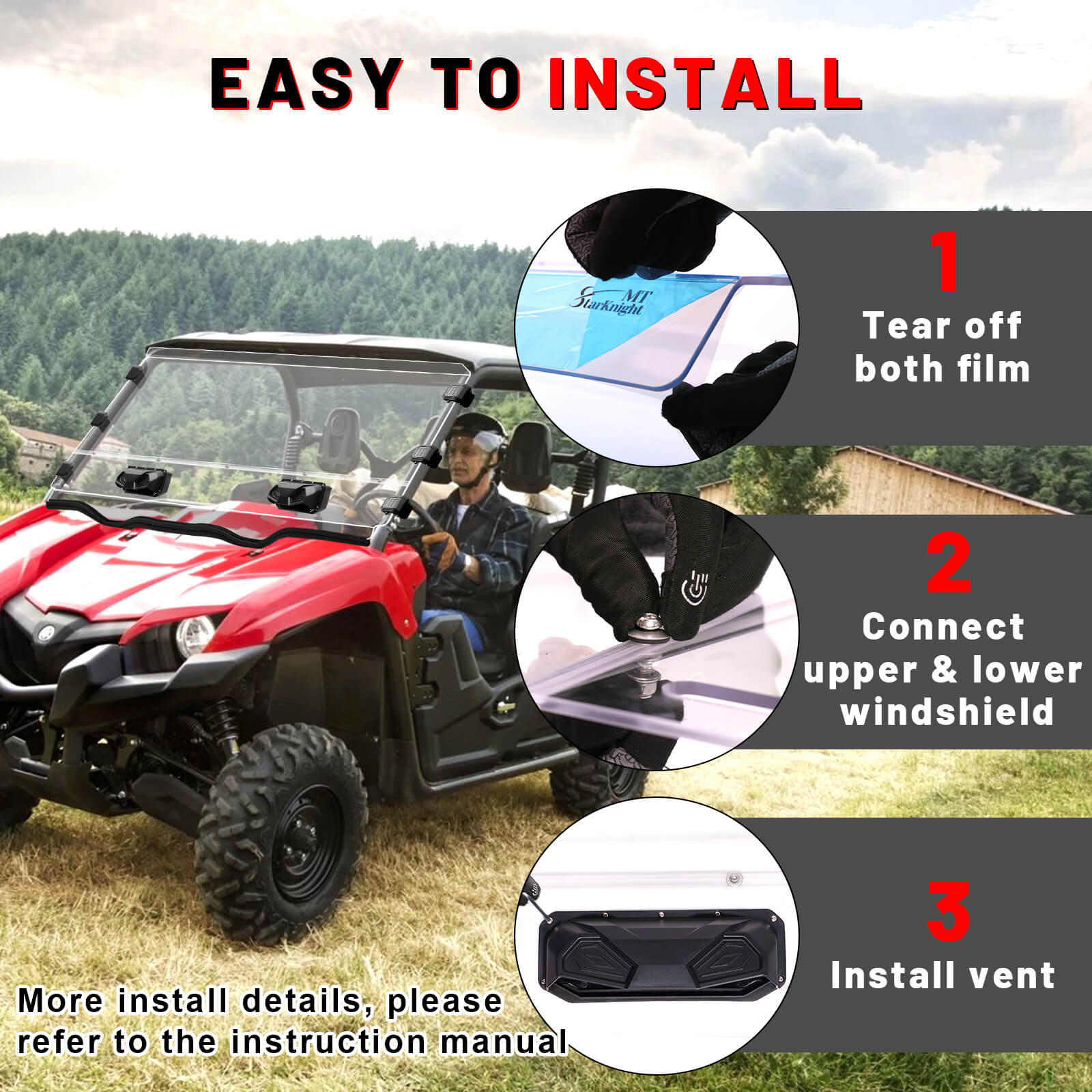 Instructions for installing a viking vented windshield 