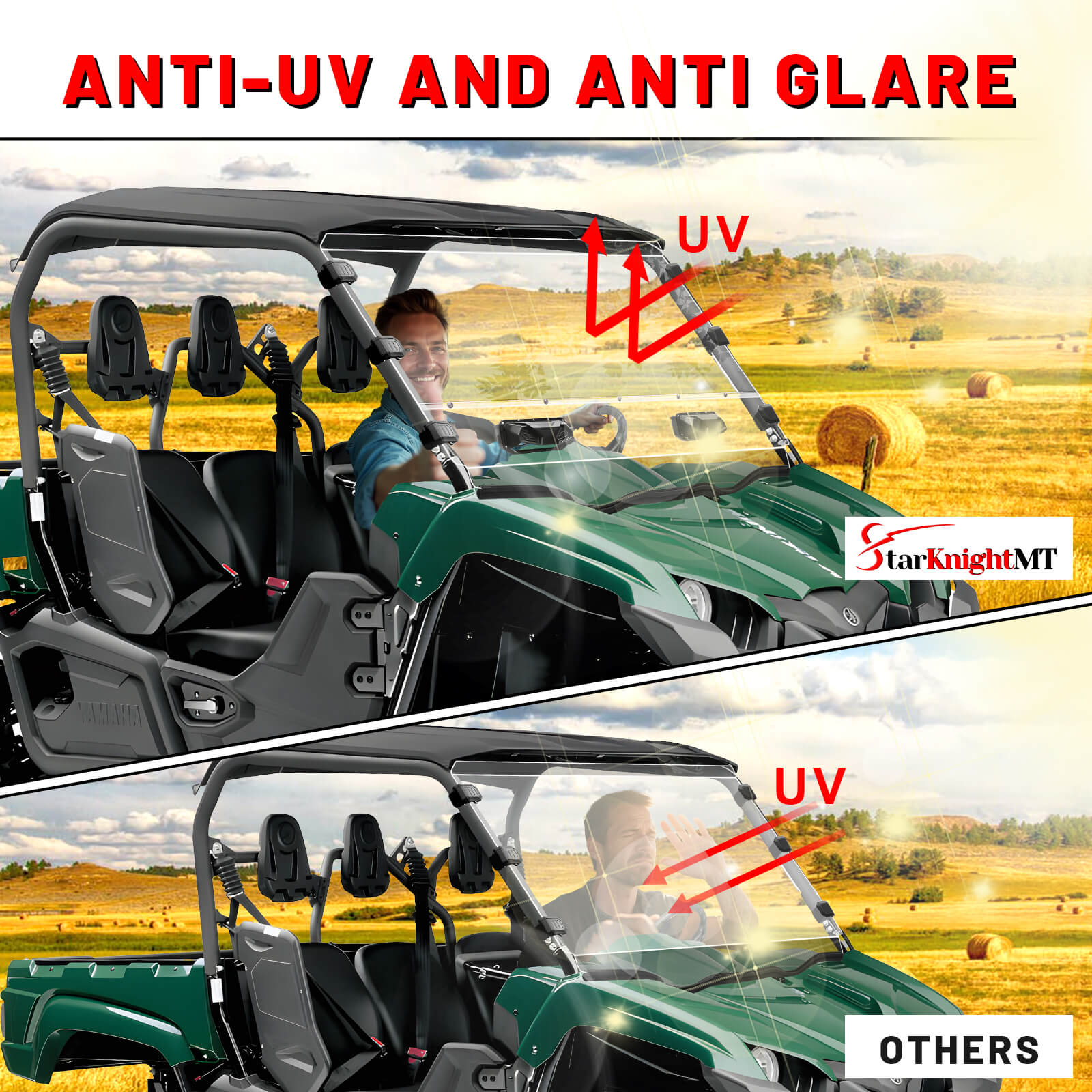 viking vented windshield showing anti-UV 