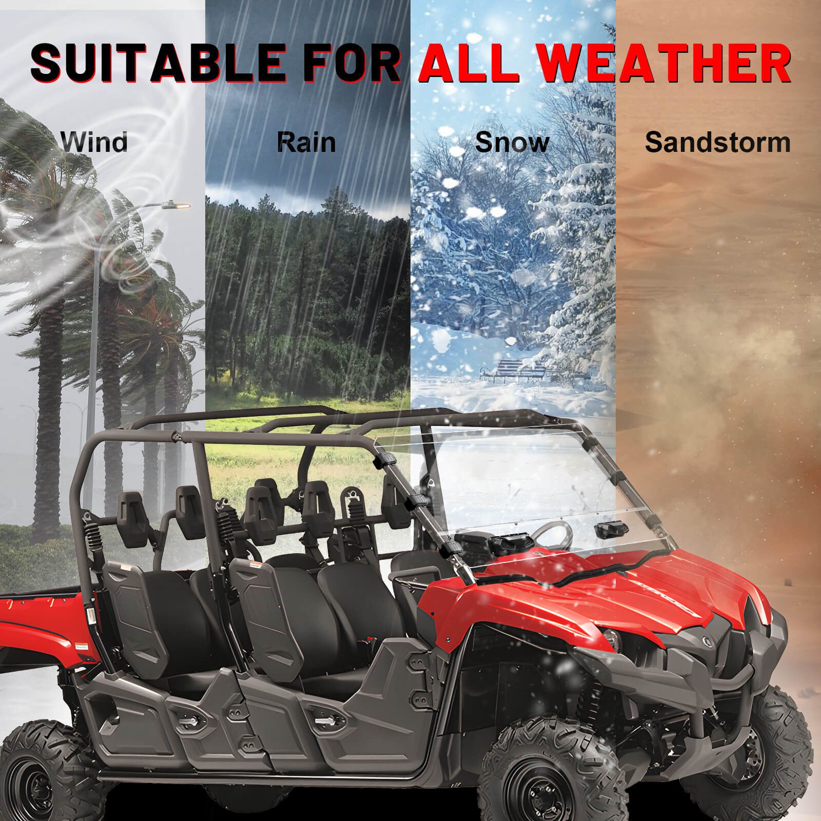 yamaha viking vented windshield suitable for various weather conditions
