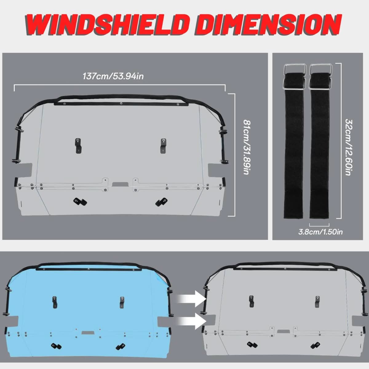 yamaha rmax2 rear windshield dimension