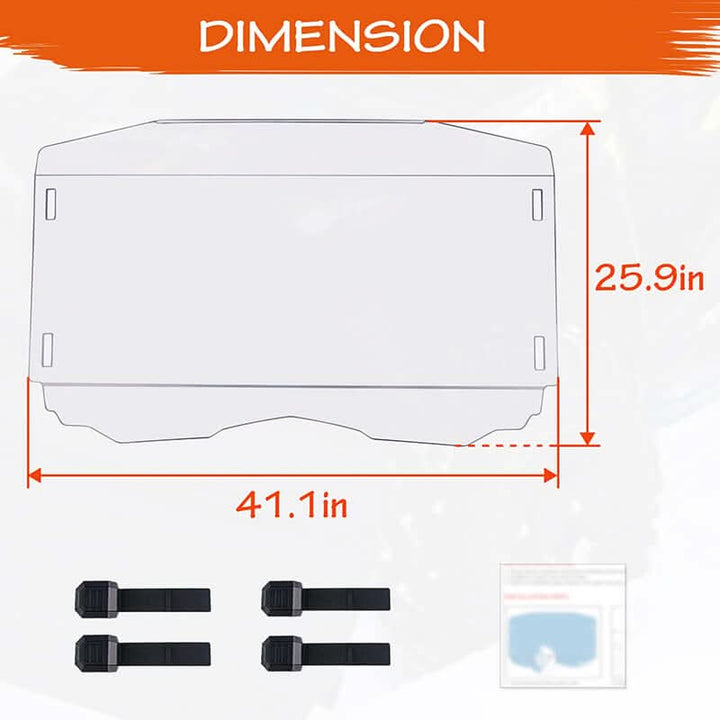 dimension of the zforce 800 windshield