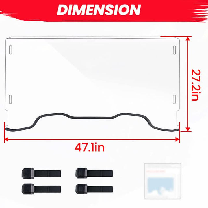 dimension of the pioneer windshield