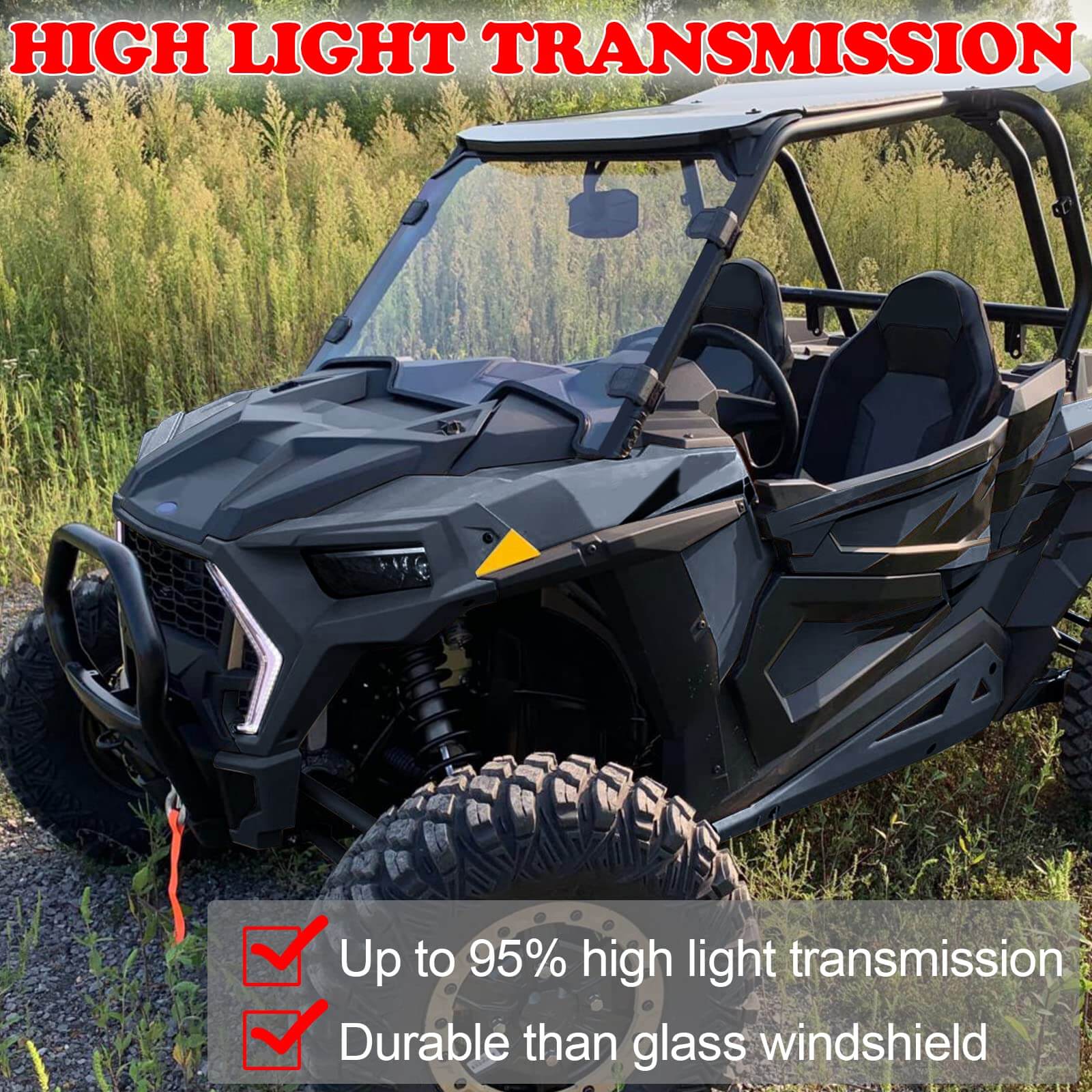 high light transmission of the RZR windshield