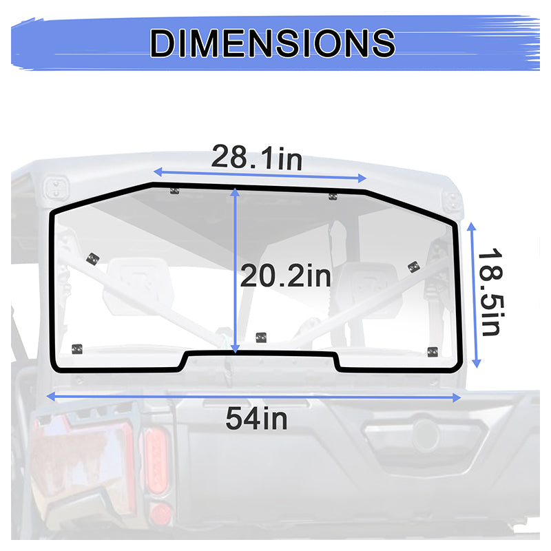 rear windshield dimension