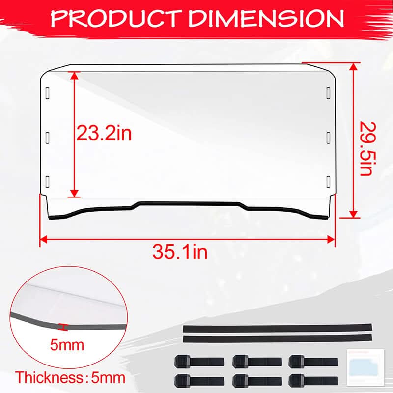dimension of the pioneer 1000 windshield