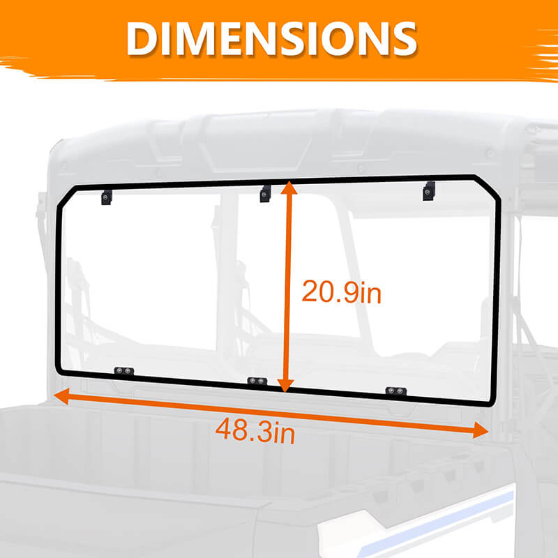 dimension of the ranger rear windshield
