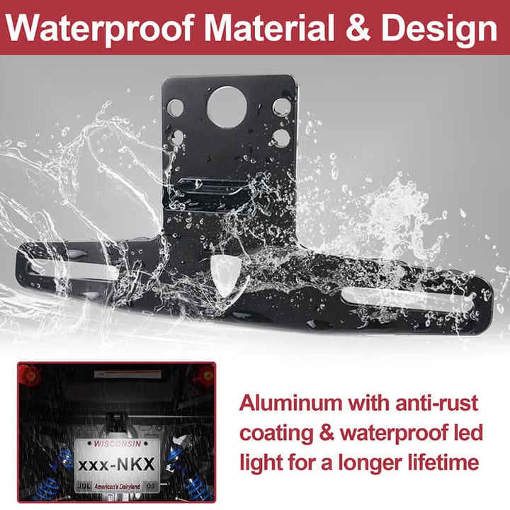 UTV/ATV Universal License Plate Holder with Light Compatible with Polaris RZR Marverick X3 - StarKnightMT