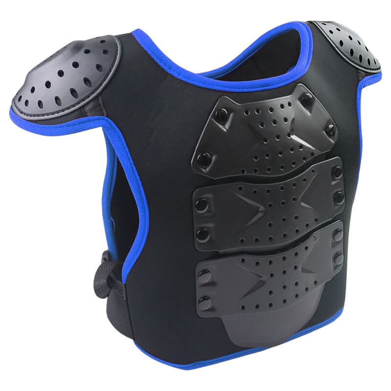 back blue riding armor suit