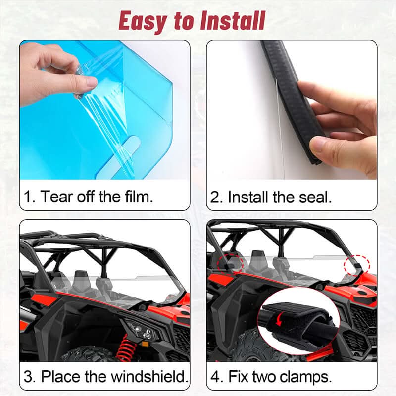 easy installation of the maverick x3  half windshield