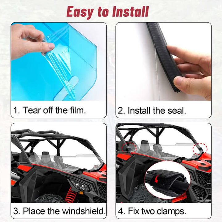 easy installation of the maverick x3  half windshield