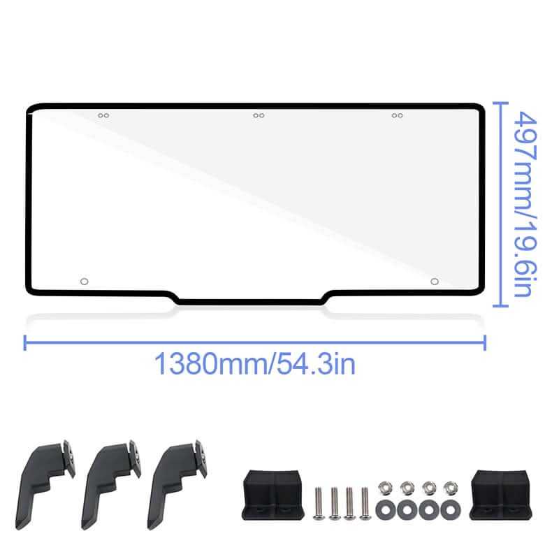 rear ranger windshield demension